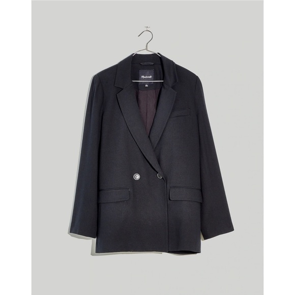 MADEWELL Drapeweave Caldwell Double Breasted Blazer In Black - Picture 2 of 6